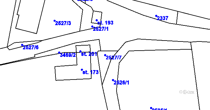 Parcela st. 2527/7 v KÚ Chodeč-Zvíkov, Katastrální mapa
