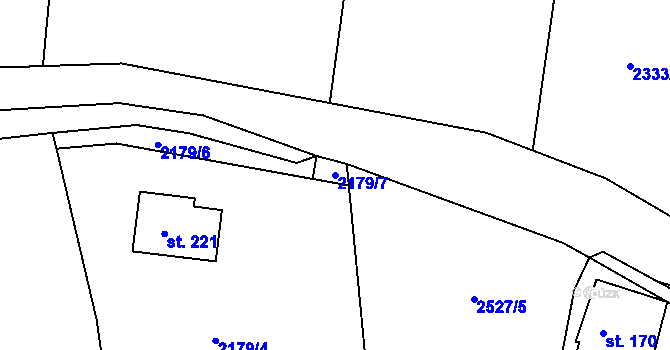 Parcela st. 2179/7 v KÚ Chodeč-Zvíkov, Katastrální mapa