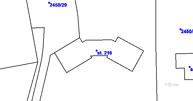 Parcela st. 216 v KÚ Chodeč-Zvíkov, Katastrální mapa