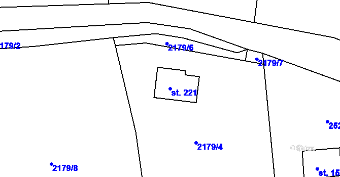 Parcela st. 221 v KÚ Chodeč-Zvíkov, Katastrální mapa