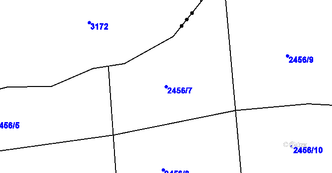 Parcela st. 2456/7 v KÚ Chodeč-Zvíkov, Katastrální mapa