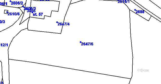 Parcela st. 2647/6 v KÚ Chodeč-Zvíkov, Katastrální mapa