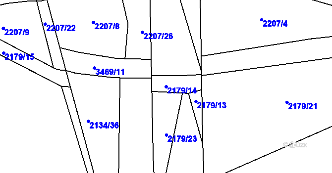 Parcela st. 2179/14 v KÚ Chodeč-Zvíkov, Katastrální mapa