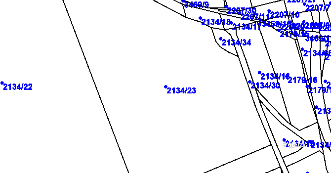 Parcela st. 2134/23 v KÚ Chodeč-Zvíkov, Katastrální mapa