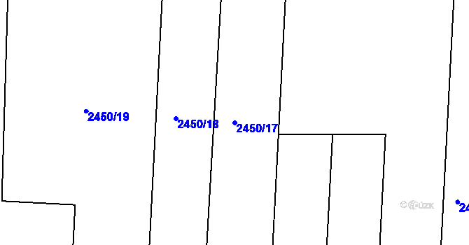 Parcela st. 2450/17 v KÚ Chodeč-Zvíkov, Katastrální mapa