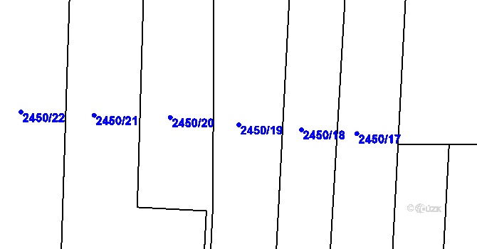 Parcela st. 2450/19 v KÚ Chodeč-Zvíkov, Katastrální mapa