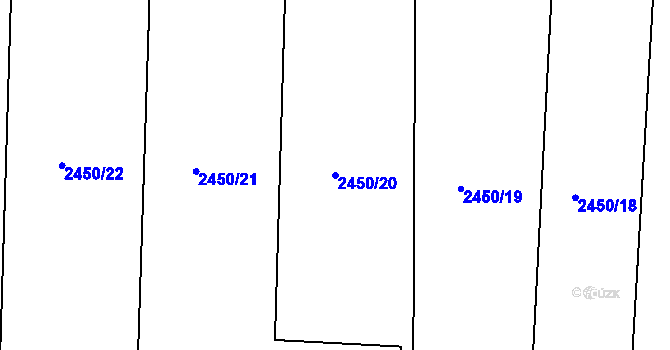 Parcela st. 2450/20 v KÚ Chodeč-Zvíkov, Katastrální mapa