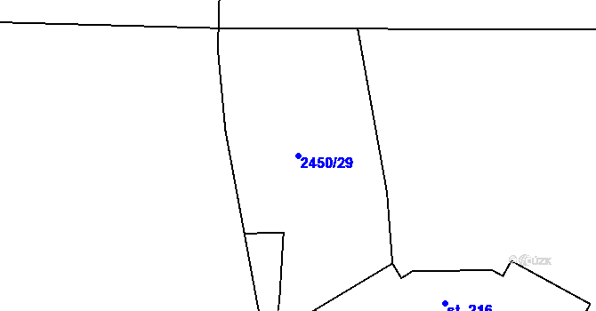 Parcela st. 2450/29 v KÚ Chodeč-Zvíkov, Katastrální mapa