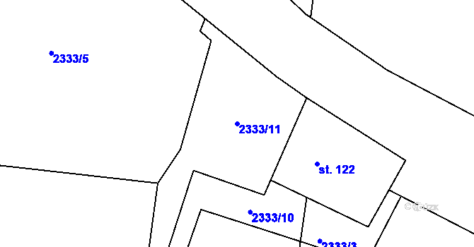 Parcela st. 2333/11 v KÚ Chodeč-Zvíkov, Katastrální mapa