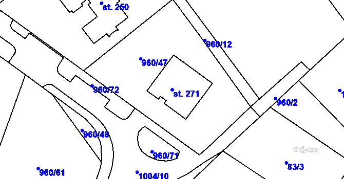 Parcela st. 271 v KÚ Nebílovy, Katastrální mapa
