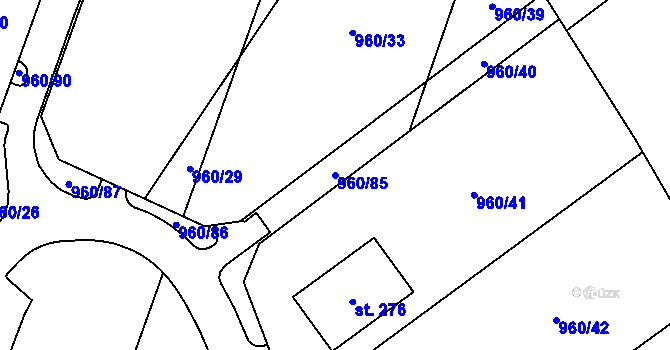 Parcela st. 960/85 v KÚ Nebílovy, Katastrální mapa