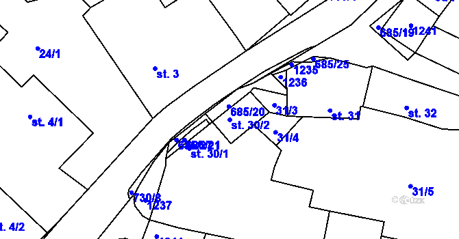 Parcela st. 30/2 v KÚ Předenice, Katastrální mapa