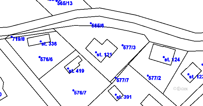 Parcela st. 121 v KÚ Předenice, Katastrální mapa