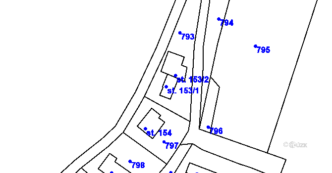Parcela st. 153/1 v KÚ Předenice, Katastrální mapa