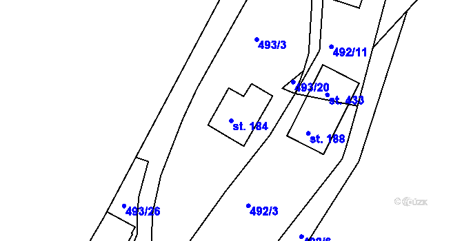 Parcela st. 184 v KÚ Předenice, Katastrální mapa
