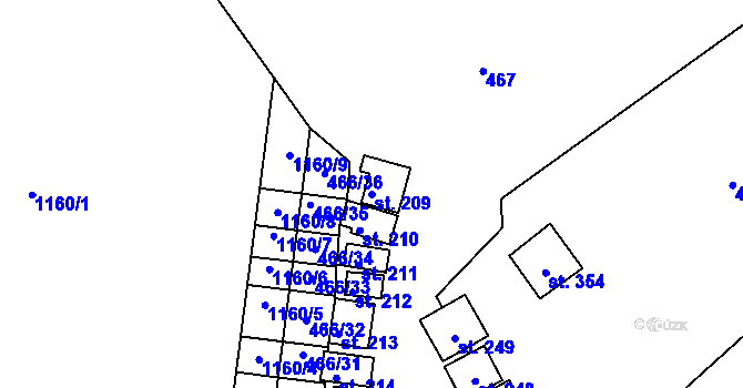 Parcela st. 209 v KÚ Předenice, Katastrální mapa