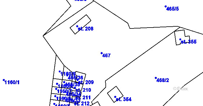 Parcela st. 467 v KÚ Předenice, Katastrální mapa