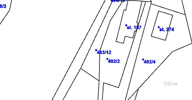 Parcela st. 493/12 v KÚ Předenice, Katastrální mapa