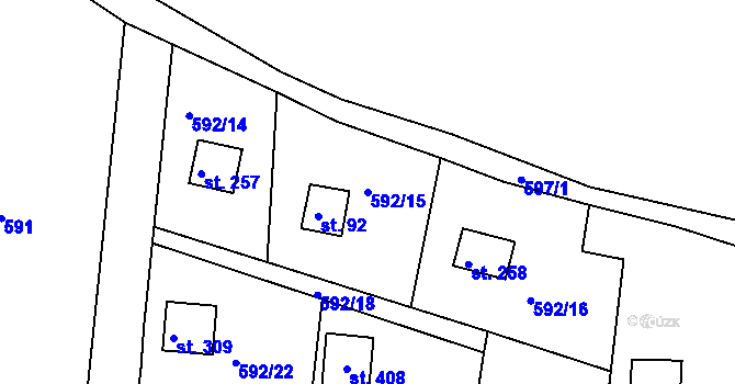 Parcela st. 592/15 v KÚ Předenice, Katastrální mapa