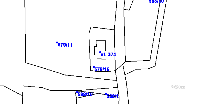 Parcela st. 374 v KÚ Předenice, Katastrální mapa