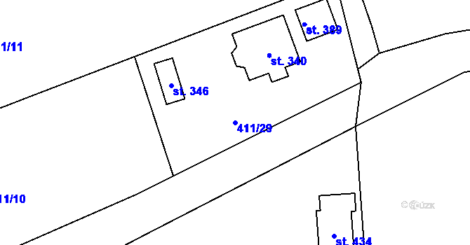 Parcela st. 411/29 v KÚ Předenice, Katastrální mapa