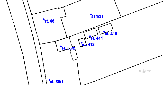 Parcela st. 412 v KÚ Předenice, Katastrální mapa