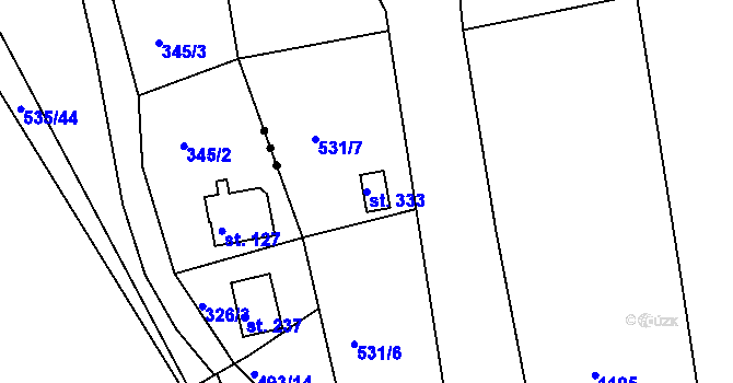Parcela st. 333 v KÚ Předenice, Katastrální mapa