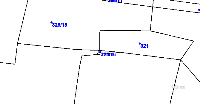 Parcela st. 325/16 v KÚ Dunávice, Katastrální mapa