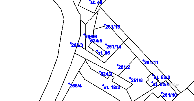 Parcela st. 56 v KÚ Dunávice, Katastrální mapa