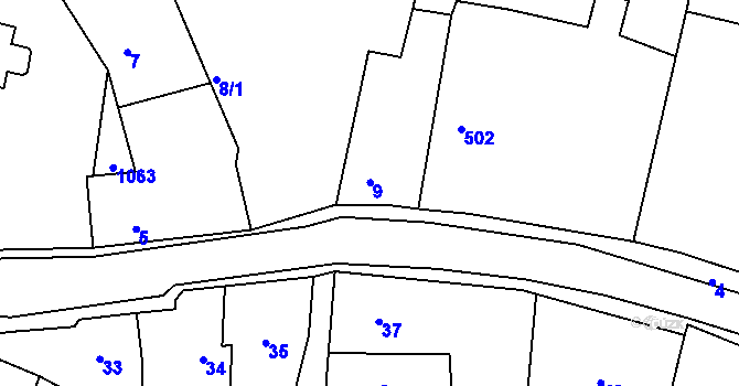 Parcela st. 9 v KÚ Netvořice, Katastrální mapa