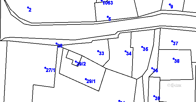 Parcela st. 33 v KÚ Netvořice, Katastrální mapa