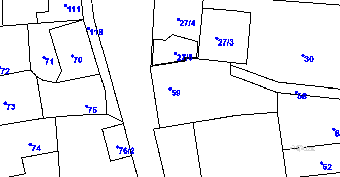 Parcela st. 59 v KÚ Netvořice, Katastrální mapa