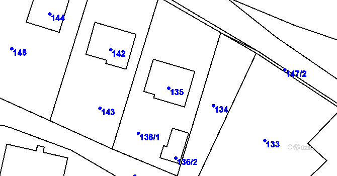 Parcela st. 135 v KÚ Netvořice, Katastrální mapa