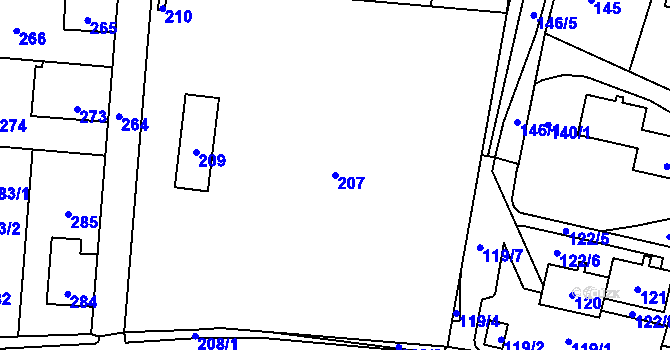 Parcela st. 207 v KÚ Netvořice, Katastrální mapa