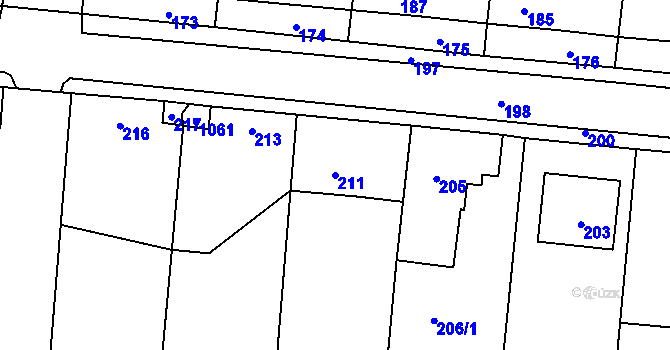 Parcela st. 211 v KÚ Netvořice, Katastrální mapa
