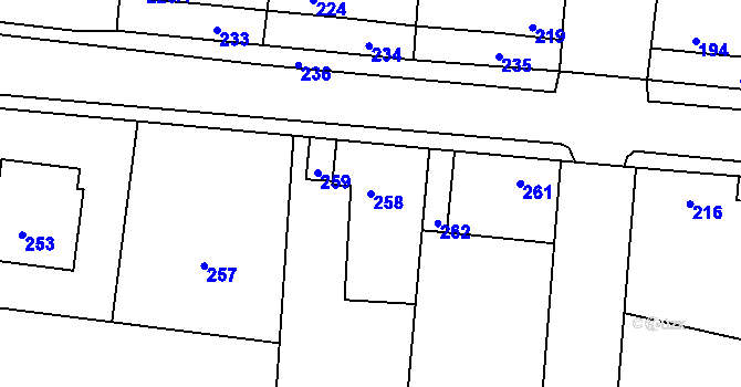 Parcela st. 258 v KÚ Netvořice, Katastrální mapa
