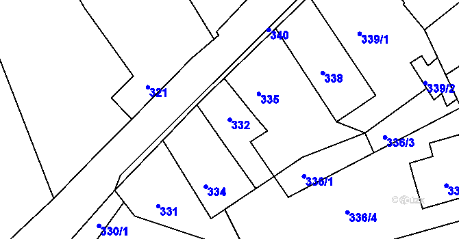Parcela st. 332 v KÚ Netvořice, Katastrální mapa
