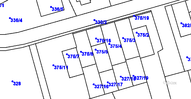 Parcela st. 375/5 v KÚ Netvořice, Katastrální mapa