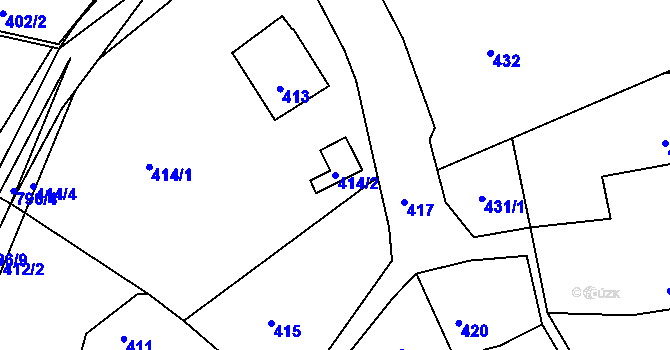 Parcela st. 414/2 v KÚ Netvořice, Katastrální mapa