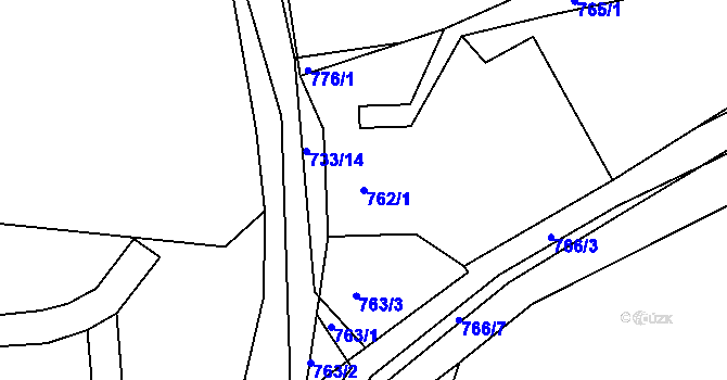 Parcela st. 762/1 v KÚ Netvořice, Katastrální mapa