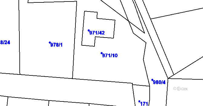 Parcela st. 971/10 v KÚ Netvořice, Katastrální mapa
