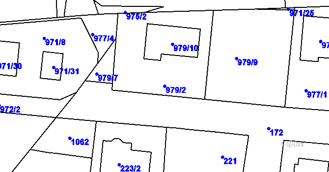 Parcela st. 979/2 v KÚ Netvořice, Katastrální mapa