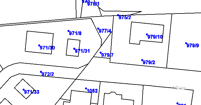 Parcela st. 979/7 v KÚ Netvořice, Katastrální mapa
