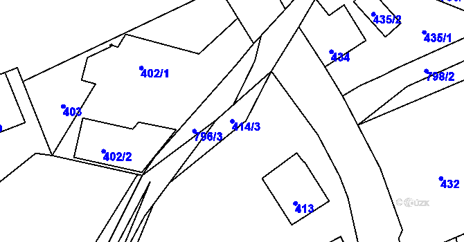Parcela st. 414/3 v KÚ Netvořice, Katastrální mapa