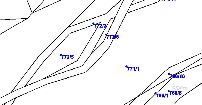 Parcela st. 687/21 v KÚ Netvořice, Katastrální mapa