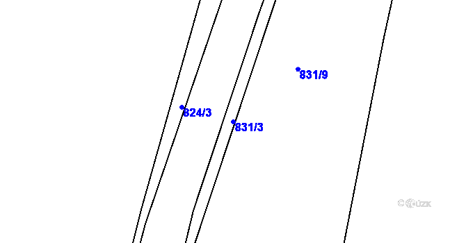 Parcela st. 831/3 v KÚ Netvořice, Katastrální mapa