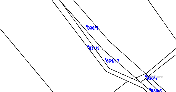 Parcela st. 831/5 v KÚ Netvořice, Katastrální mapa