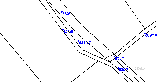 Parcela st. 831/17 v KÚ Netvořice, Katastrální mapa