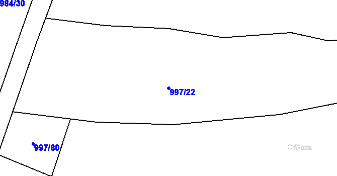 Parcela st. 997/22 v KÚ Netvořice, Katastrální mapa