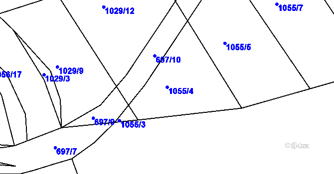 Parcela st. 1055/4 v KÚ Netvořice, Katastrální mapa